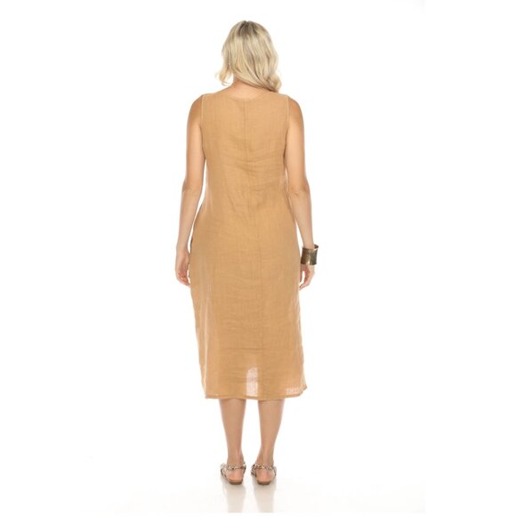 Sand Dress with Pockets and Abstract Design - Picture 3 of 6